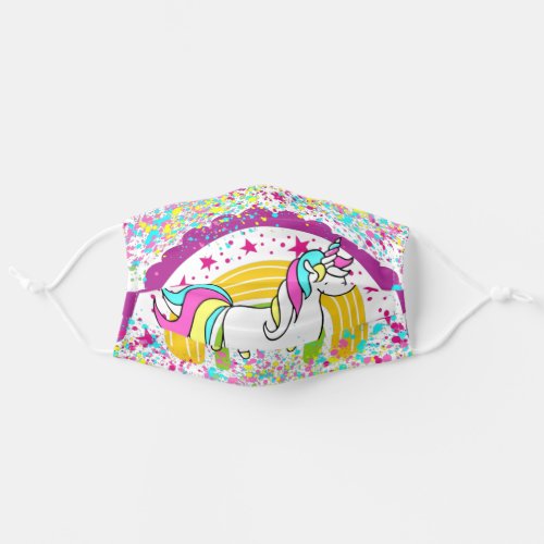Tie Rainbow Cute unicorn for kids Adult Cloth Face Mask