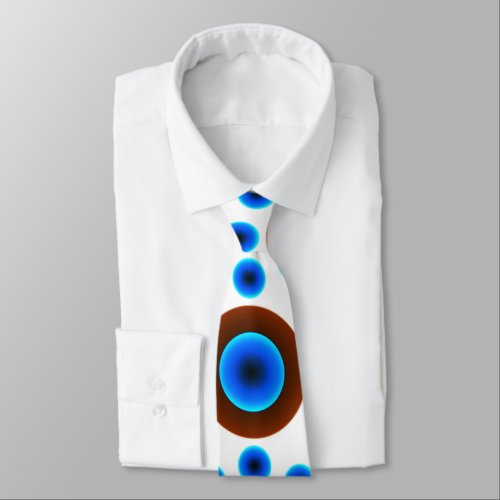 tie retro blue brown white dots