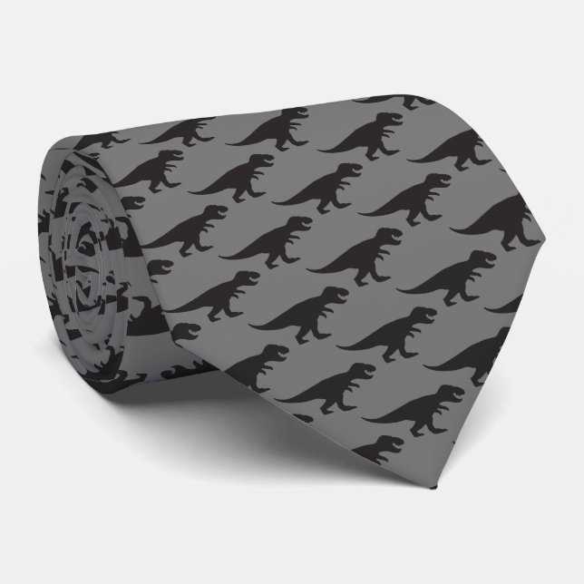 Tie REX - T-Rex King of the Dinosaurs Black Grey  (Rolled)