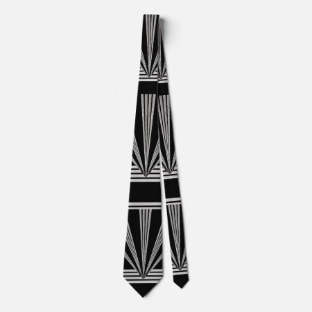 Tie Silver Black Art Deco 2