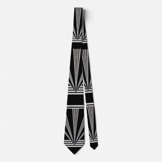 Tie Silver Black Art Deco 2 (Front)