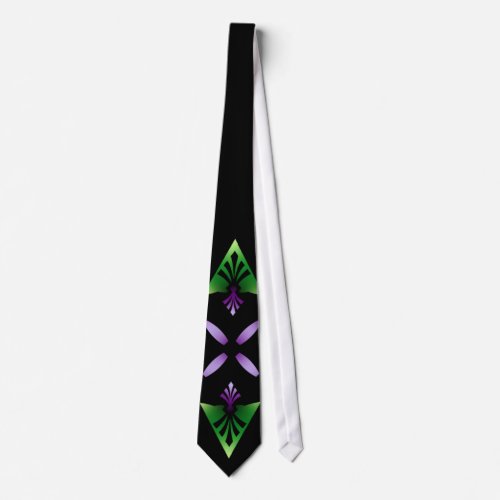 Tie Spearhead Design Purple Green Neck Tie