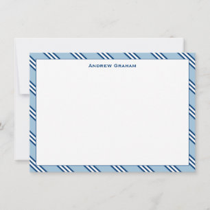 Tie Stripe Light Blue and Navy Note Card