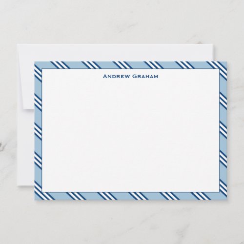 Tie Stripe Light Blue and Navy Note Card