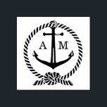 Tie The Knot Boat Anchor Wedding Monogram Initials Rubber Stamp<br><div class="desc">Stylish nautical themed design features boat anchor with monogram initial of the bride and groom's names framed by a rope with tied knot.</div>