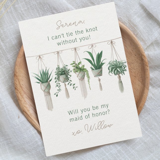 Tie the Knot Boho Chic Maid of Honor Proposal Card (Creator Uploaded)
