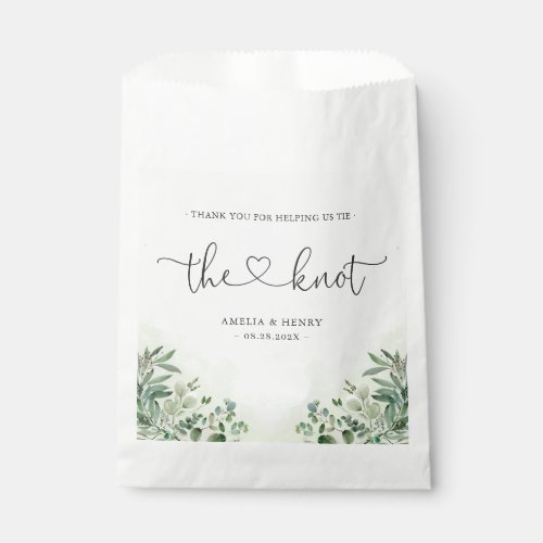 Tie the Knot  Eucalyptus Chic Wedding Thank You Favor Bag