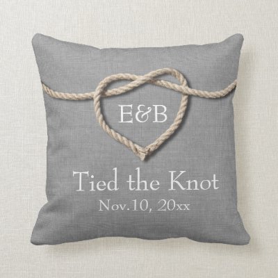 Tie The Knot Wedding Pillow Navy Zazzle Com