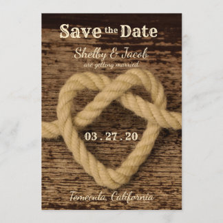 Tie the Knot Heart - Save The Date Invitation