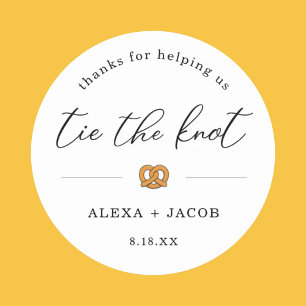 Tie the Knot Pretzel Wedding Favor Thanks Label