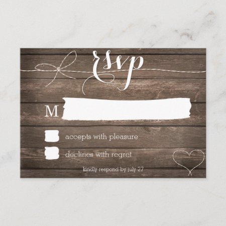 Tie The Knot Rustic Wood Wedding Rsvp Card