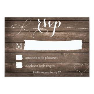 Tie the Knot Rustic Wood Wedding RSVP Card