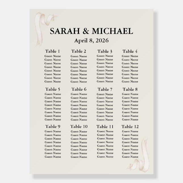 Tie the knot Seating Chart Foam Boards (Front)
