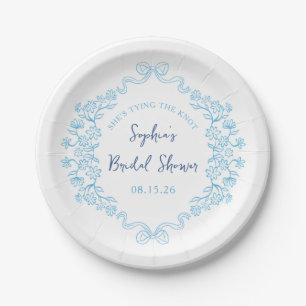  "Tie the Knot" Something Blue Bow Bridal Shower  Paper Plates
