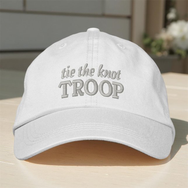 Tie the Knot Troop Modern Simple Wedding Embroidered Baseball Cap (Creator Uploaded)