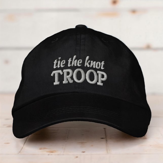 Tie the Knot Troop Modern Simple Wedding Embroidered Baseball Cap (Creator Uploaded)