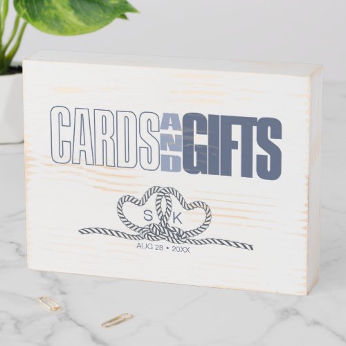 Tie the Knot Wedding Cards  Gifts Blue ID678 Wooden Box Sign