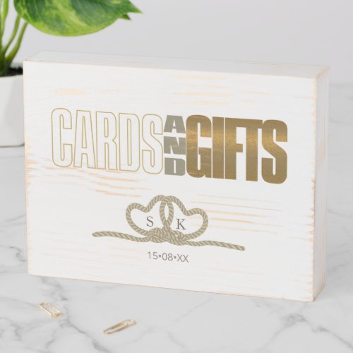 Tie the Knot Wedding Cards  Gifts Gold ID678 Wooden Box Sign