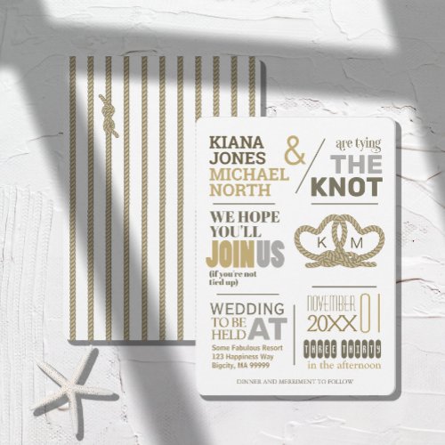 Tie the Knot Wedding Gold ID678 Invitation