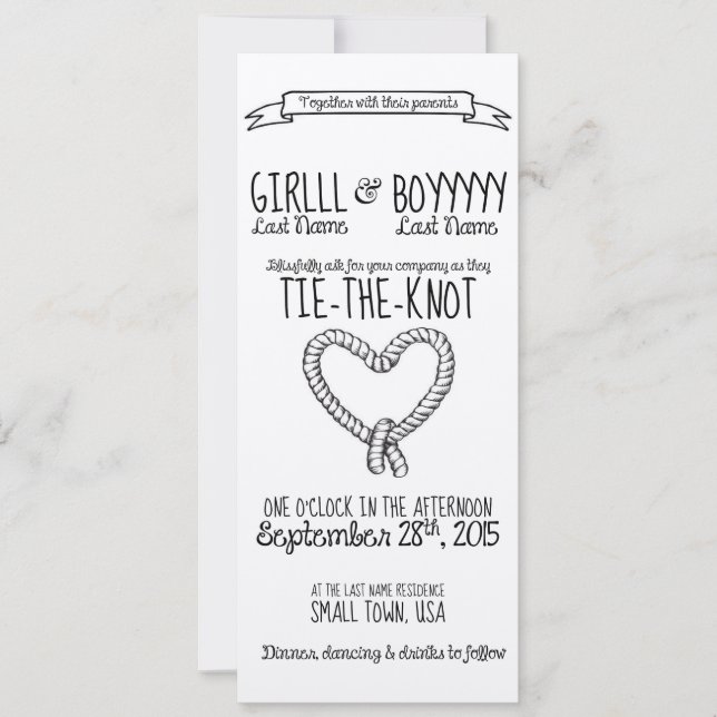 Tie-the-Knot Wedding Invitation (Front)