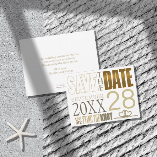 Tie The Knot Wedding Save the Date Gold ID678 Announcement Postcard