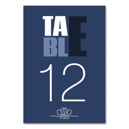 Tie The Knot Wedding Table Numbers Blue ID678