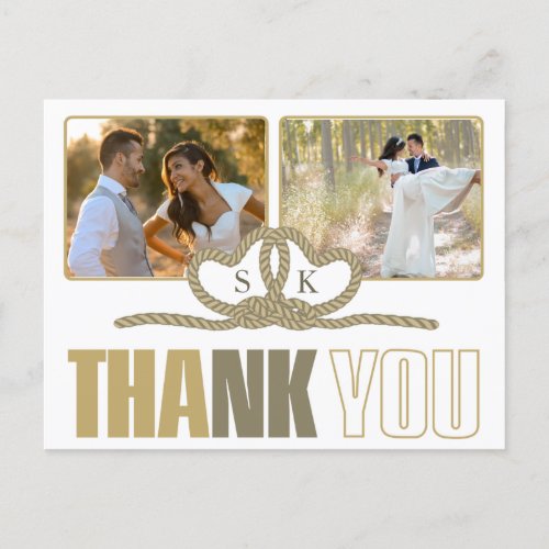 Tie The Knot Wedding Thank You Gold ID678 Postcard