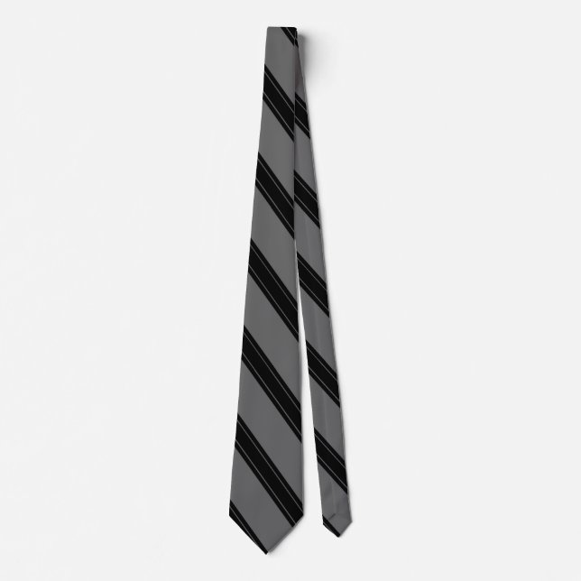 Tie / Triple Stripe Black on Gray pattern (Front)