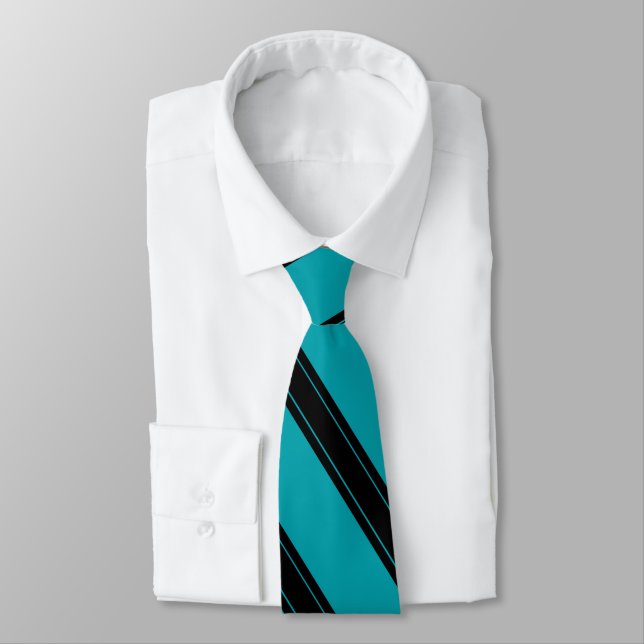 Tie / Triple Stripe Black on Teal pattern (Tied)