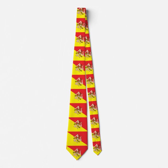 Tie with Flag of Sicily, Italy (Front)