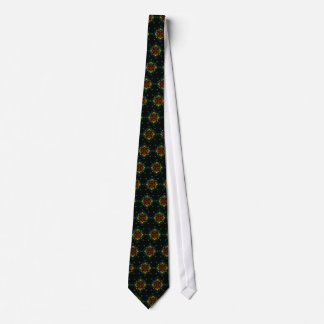 Tie, Zen Flower Pattern, Teal, Yellow, Maroon Neck Tie