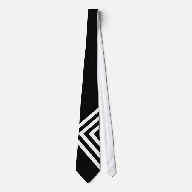 Tie Zizzago Retro Black White V stripe (Front)