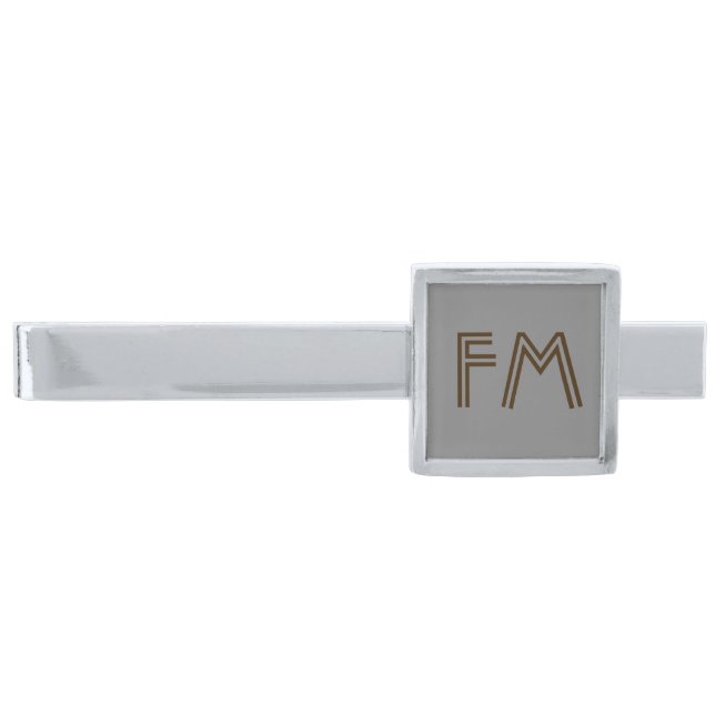 tiebar personalized with Initials Silver Finish Tie Clip (Front)