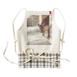 Tied donkey in brick structure zazzle HEART apron