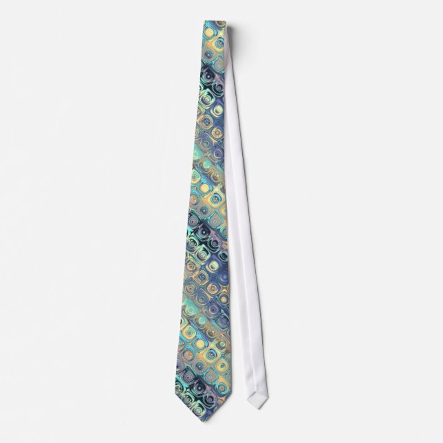 Tied Peacock Feathers Retro Abstract Tie (Front)