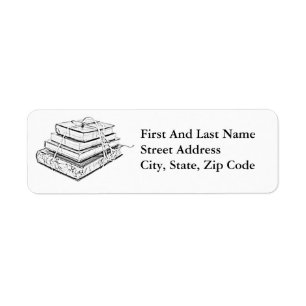 Tied Stacked Books Vintage Sketch Illustration  Label