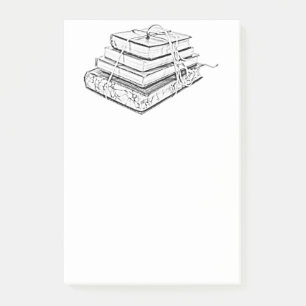 Tied Stacked Books Vintage Sketch Illustration  Post-it Notes