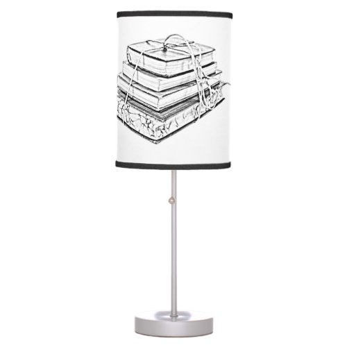 Tied Stacked Books Vintage Sketch Illustration  Table Lamp