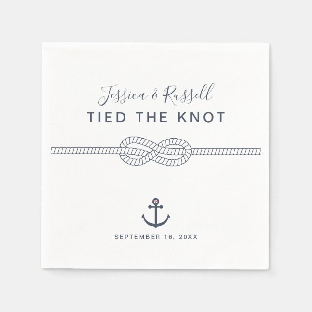 Tied The Knot Anchor Wedding Napkins (Front)