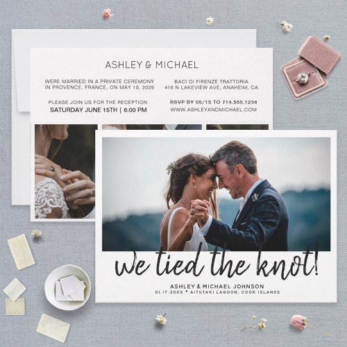 TIED THE KNOT  Elopement 4 Photo Reception Only Invitation