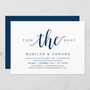 Tied the knot, Modern Post Wedding Elopement Invit Invitation