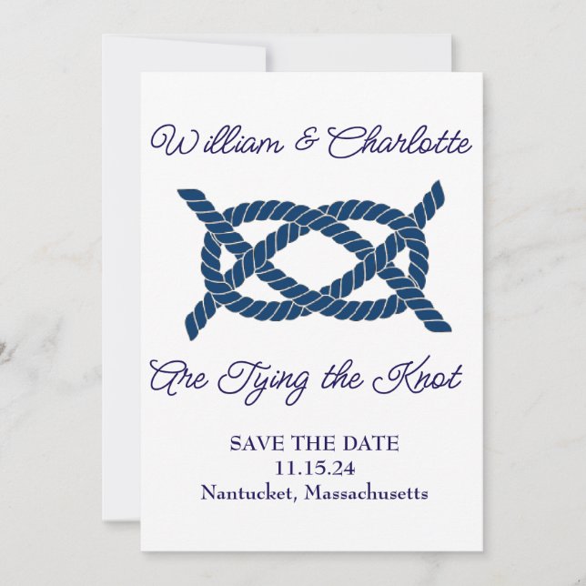 Tied the Knot Nautical Save the Date Invitation (Front)