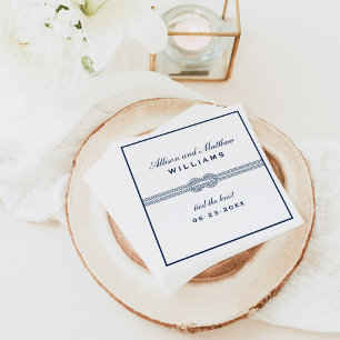 Tied the Knot Navy Nautical Wedding Napkins