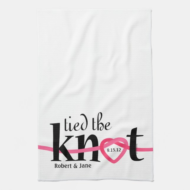 Tied The Knot Personalized Kitchen Towel (Vertical)