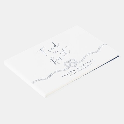 Tied The Knot Rope Heart Nautical Navy  White Guest Book