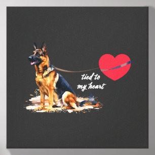 Tied to My Heart German Shepherd Canvas Photo Tile