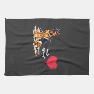 Tied to My Heart German Shepherd Kitchen Towel