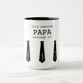 Tied To Papa 5-Child Mug