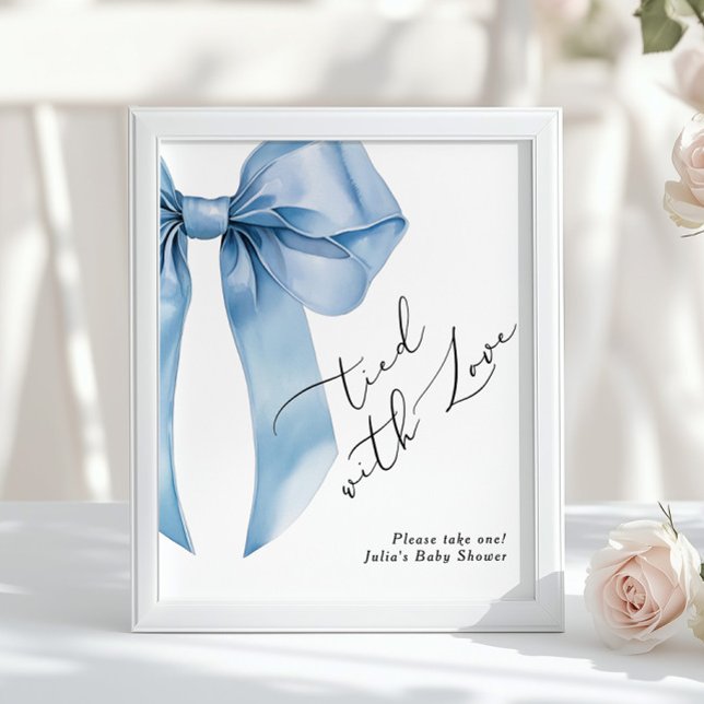 Tied with Love Blue Bow Favors Bridal Shower Poster (Creator Uploaded)