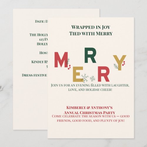 Tied with Merry Christmas Party Invitation